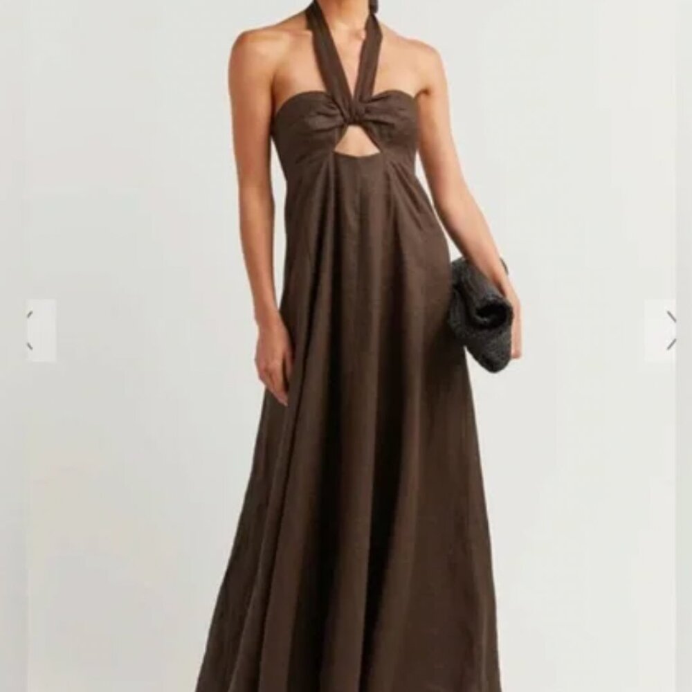DISSH Linen Dark Chocolate Brown Dress US 6